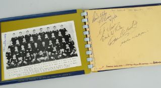 1953 CORONATION COMMEMORATIVE TIN-PLATE AUTOGRAPH ALBUM WITH SPORTING CONTENTS including Rugby Union