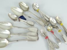 SET OF SIX IRISH SILVER (DUBLIN HALLMARK 1831) BASTING SPOONS, 11oz together with five various