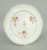 NANTGARW PORCELAIN PLATE having alternative lobed border with the c-scroll, ribbon and wreath