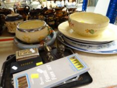 CLARICE CLIFF CELTIC HARVEST FOOTED FRUIT BOWL / EARLY CARLTONWARE SHALLOW DISH / ASSORTED