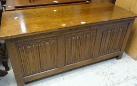 VINTAGE DARK OAK LINEN-STYLE COFFER 53cms h x 113cms w