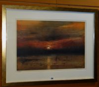WILLIAM SELWYN limited edition (253/500) colour print - sunset over Menai Straits, signed, 40 x