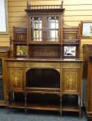 AN EDWARDIAN ROSEWOOD CABINET SIDEBOARD with glazed and mirror top, the base with open cavity