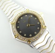 LADIES EBEL MINI SPORTS QUARTZ WRISTWATCH having stainless steel and yellow metal case and diamond