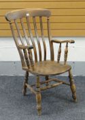ANTIQUE HIGH BACK WINDSOR CHAIR with turned spindle supports