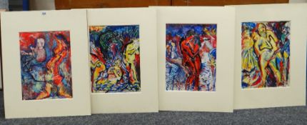 PETER KILBY mixed media, set of four (mounted not framed) - illustrations from classical literature,