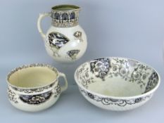 VICTORIAN STAFFORDSHIRE JUG transfer decorated in the Japan-style, 27cms high together with non-