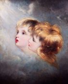 REUBEN SAYERS (1815-1888) oil on canvas - two cherubs' heads within sky background, gazing towards