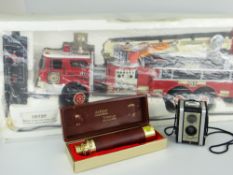 JAPANESE REMOTE CONTROL TOY FIRE ENGINE circa 1980s, together with a vintage Kodak Duaflex
