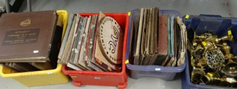 ASSORTED BRASSWARE / ASSORTED GRAMOPHONE RECORDS / ASSORTED LP'S