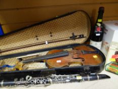 FRENCH EBONY CLARINET BY J. GRAS / CASED VIOLIN / 1964 BOTTLE OF MOET & CHANDON CHAMPAGNE (3)