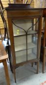 VINTAGE INLAID MAHOGANY SINGLE DOOR STANDING CHINA CABINET