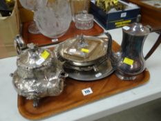 ELECTROPLATE including high-Victorian footed tea pot, sardine dish ETC
