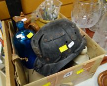 VINTAGE MINER'S HELMET / VARIOUS STONEWARE ITEMS ETC