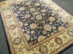 LARGE BLUE GROUND CARPET, 240 x 237cms