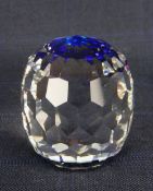 BOXED SWAROVSKI CRYSTAL 'ATOMIC' PAPERWEIGHT in Bermuda blue