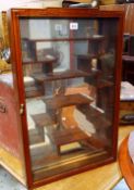 MODERN ORIENTAL HARDWOOD MIRROR BACKED WALL HANGING DISPLAY CABINET, 71 x 46cms