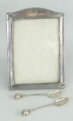 SILVER (BIRMINGHAM HALLMARK) RECTANGULAR PHOTOGRAPH FRAME together with pair of silver Birmingham