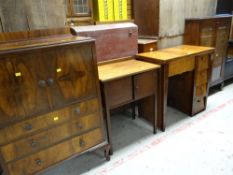 VINTAGE TABLE SEWING MACHINE / VINTAGE NIGHT CABINET / VINTAGE POLISHED TALL-BOY / VINTAGE INLAID