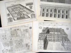 GUIL WILLIAMS six loose uncoloured engravings - architectural including 'Collegium Aedis Christi'