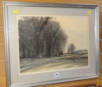 GORDON HALES watercolour - landscape entitled verso 'Cathedral Wood' on Mall Galleries label, signed