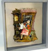 LUNED RHYS PARRI mixed media collage in a glazed box frame - 'Tebot Glas', frame size 60 x 54cms