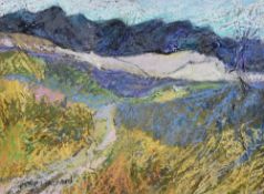 GWILYM PRICHARD pastel and construction on paper - entitled 'Y Rhyniog 1', signed, 23.5 x 31cms