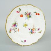 NANTGARW PORCELAIN SOUP DISH of alternate lobed form, the border moulded with ribbons, flowers and