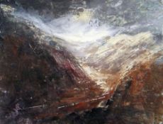 PETER KETTLE oil on board - entitled verso 'Past Llyn Gwynant', unsigned, 17.5 x 22cms