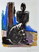 JOSEF HERMAN artist's proof colour print (IV/XV) - two figures, signed in pencil, 44 x 34cms