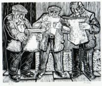 KAREL LEK limited edition (II 3/6) monochrome print - three elderly gentleman standing together