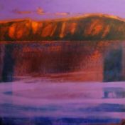 RICHARD ALLIN WILLS oil on board - South Wales coastal scene with cliffs, signed, 107 x 107cms