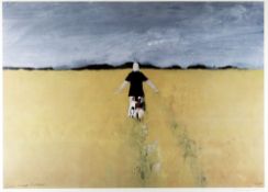 JOHN KNAPP-FISHER limited edition (33/500) print - girl in a cornfield, signed in full, 55 x 76cms