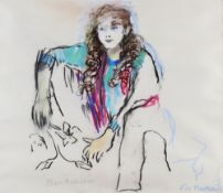 ISHBEL McWHIRTER pastel portrait - seated young girl, signed and entitled label verso 'Kati with
