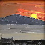 AUSTIN MOSELEY oil on board - entitled verso on Llewellyn Alexander Ltd label verso 'Harvest Moon,