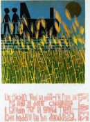 PAUL PETER PIECH limited edition (18/25) colour print - social history graphic with two figures