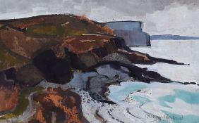 GWILYM PRICHARD mixed media - Anglesey coastal scene, entitled on original Martin Tinney Gallery