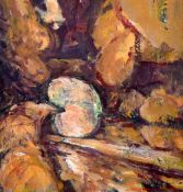 MARTYN VAUGHN-JONES oil on card - abstract, signed, 27 x 25cms