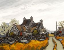 DAVID BARNES oil on board - farm in Gwynedd, signed verso, 40 x 50cms