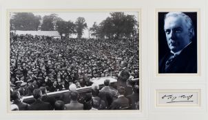 DAVID LLOYD GEORGE AUTOGRAPH in black ink, framed presentation with separate printed black and white