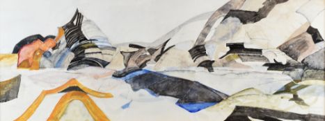 JOHN ADDYMAN watercolour - West Wales landscape entitled 'Llangranog', signed, 38 x 98cms