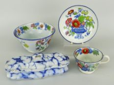 SWANSEA POTTERY 'LAZULI' TOILET BOX & COVER AND PART-TEASET the box of shaped rectangular form