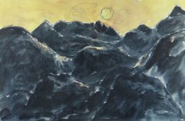 SIR KYFFIN WILLIAMS RA artist's proof coloured print - Snowdonia sunset, signed, 34 x 50cms (mounted