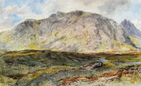 DAVID COX JR watercolour - Snowdonia landscape with cattle grazing, unsigned, title on original