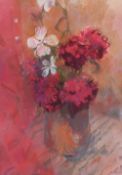 AUDREY HIND pastel - still life, entitled verso 'Red Hydrangeas', signed and dated 1995, 44 x 31cms