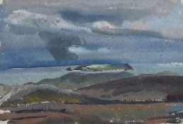 RAY HOWARD JONES gouache and watercolour - entitled verso 'Skomer', 19 x 28cms
