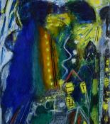 ERNEST ZOBOLE mixed media - urban landscape, entitled verso 'About Ystrad', 30.5 x 27cms Provenance: