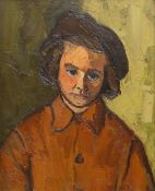 SIR KYFFIN WILLIAMS RA oil on canvas - portrait of Helen as a Brownie, signed with initials