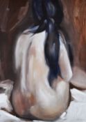 JOHN CLEAL gouache - life drawing of a female from the back, signed, 71 x 50cms