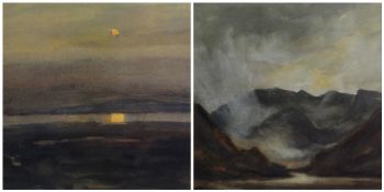 SIR KYFFIN WILLIAMS RA coloured prints - (1). sunset, unsigned, 34 x 54cms and (2).